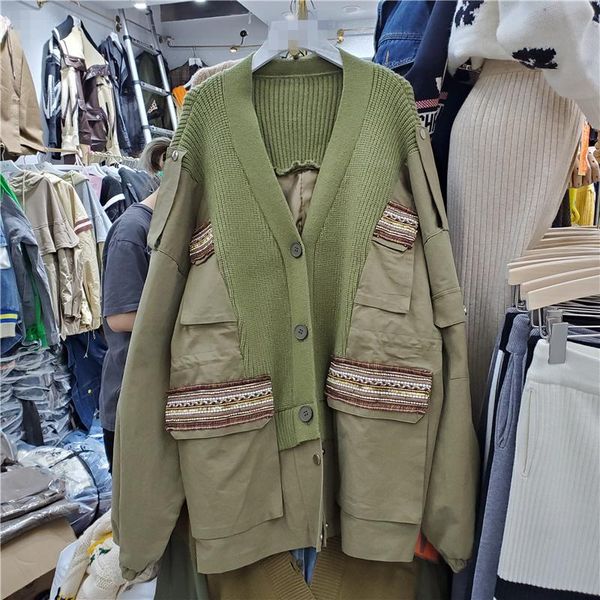 women's jackets seebeautiful knitted spliced large size jacket coat v-neck long sleeve single breasted women autumn winter 2021 fashion, Black;brown
women's jackets seebeautiful knitted spliced large size jacket coat v-neck long sleeve single breasted women autumn winter 2021 fashion, Black;brown