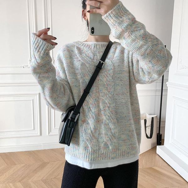 women o-neck knitwear sweaters pullover multicolor twist long sleeve jumper 2021 early spring women's, White;black
women o-neck knitwear sweaters pullover multicolor twist long sleeve jumper 2021 early spring women's, White;black