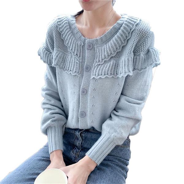 women's knits & tees knitted cardigan sweater women autumn 2021 round neck ruffled lantern sleeve hollow small fresh solid jacket t280, White
women's knits & tees knitted cardigan sweater women autumn 2021 round neck ruffled lantern sleeve hollow small fresh solid jacket t280, White