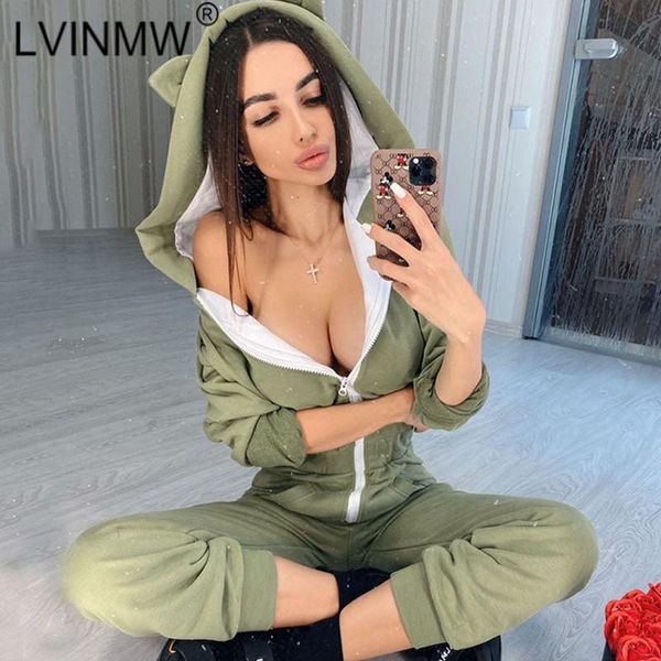 lvinmw sports hooded zipper with pockets solid fashion woman jumpsuits daily slim casual large size female tracksuits street, Black;white
lvinmw sports hooded zipper with pockets solid fashion woman jumpsuits daily slim casual large size female tracksuits street, Black;white