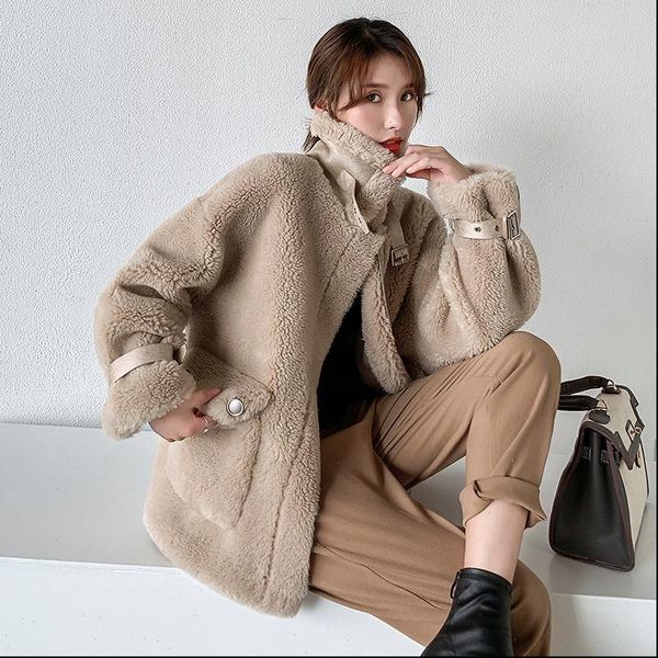 women autumn winter faux lamb fur sheepskin coat genuine granular sheep shearing jacket female casual warm outerwear, Black
women autumn winter faux lamb fur sheepskin coat genuine granular sheep shearing jacket female casual warm outerwear, Black