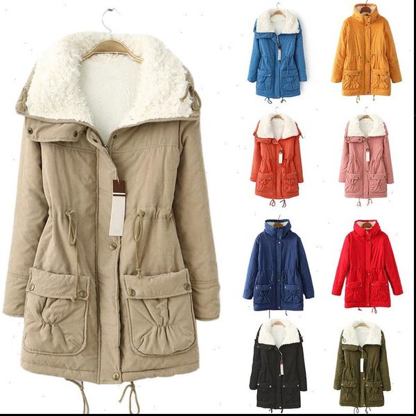 fleece winter jacket women thick warm casual slim cotton padded ladies parka solid fur collar jacket outerwear coats, Black
fleece winter jacket women thick warm casual slim cotton padded ladies parka solid fur collar jacket outerwear coats, Black