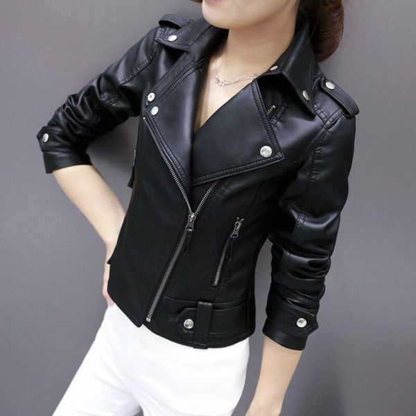 women's leather & faux women 's 2021 spring and autumn korean style youth lapels long-sleeved cardigan short washed coat, Black
women's leather & faux women 's 2021 spring and autumn korean style youth lapels long-sleeved cardigan short washed coat, Black