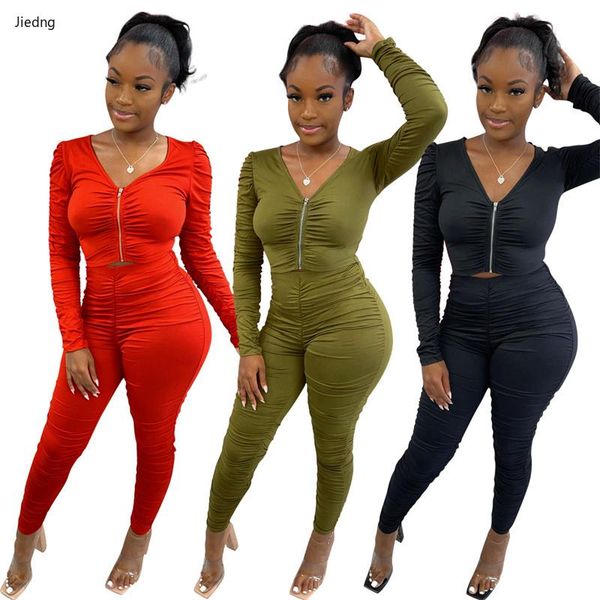 women's two piece pants autumn winter zipper stacked deep v long sleeve 2 sets solid color casual set, White
women's two piece pants autumn winter zipper stacked deep v long sleeve 2 sets solid color casual set, White