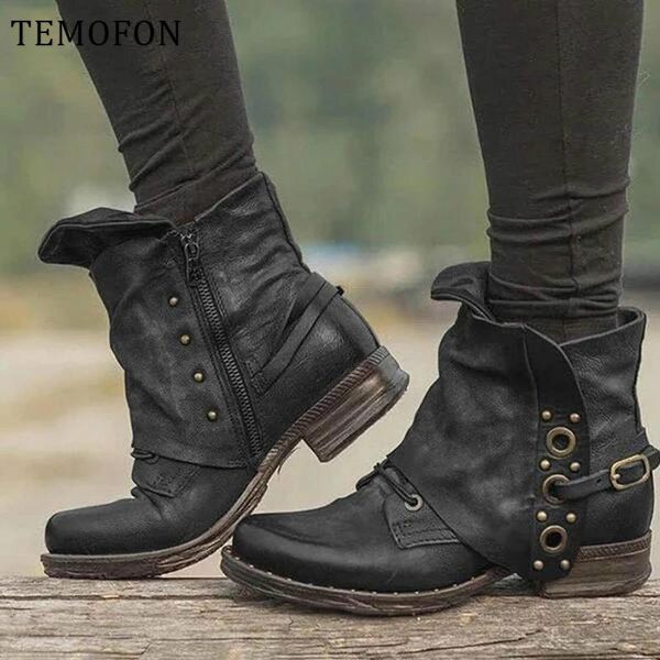 boots temofon woman vintage low heels ankle women retro autumn winter pu leather female round toe ladies shoes hvt1601, Black
boots temofon woman vintage low heels ankle women retro autumn winter pu leather female round toe ladies shoes hvt1601, Black