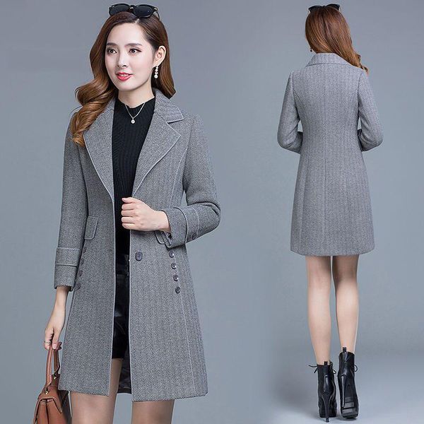 women's wool & blends winter thickened long coats women slim stripe korean style plaid coat female lapel plus size 4xl blend outwear, Black
women's wool & blends winter thickened long coats women slim stripe korean style plaid coat female lapel plus size 4xl blend outwear, Black