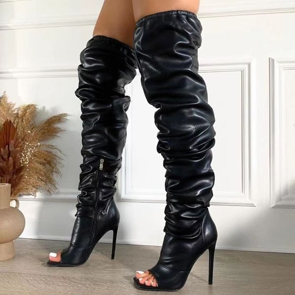 boots botas femininas de salto alto, peep toe quadrados com zÃper lateral, alto fino acima do joelho, tamanho grande 43, moda plissada jhu3, Black
boots botas femininas de salto alto, peep toe quadrados com zÃper lateral, alto fino acima do joelho, tamanho grande 43, moda plissada jhu3, Black