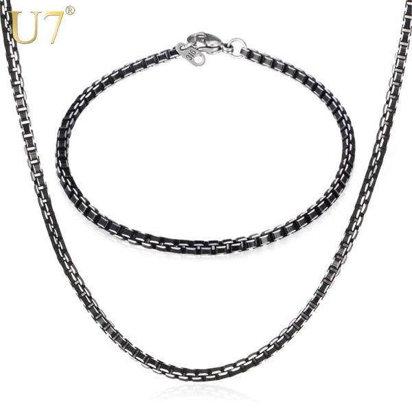 earrings & necklace u7 stainless steel bracelet set for men jewelry fashion 3mm box link chain sets party s650, Silver
earrings & necklace u7 stainless steel bracelet set for men jewelry fashion 3mm box link chain sets party s650, Silver