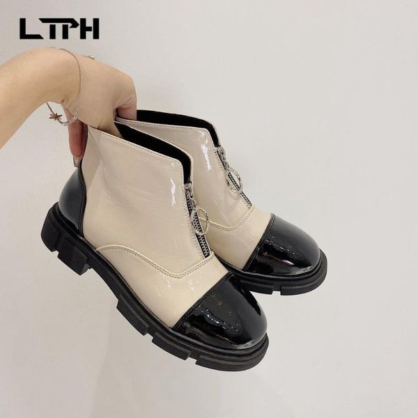 boots lpth 2021 autumn and winter zipper square heel round toe short british style color matching women's shoes, Black
boots lpth 2021 autumn and winter zipper square heel round toe short british style color matching women's shoes, Black