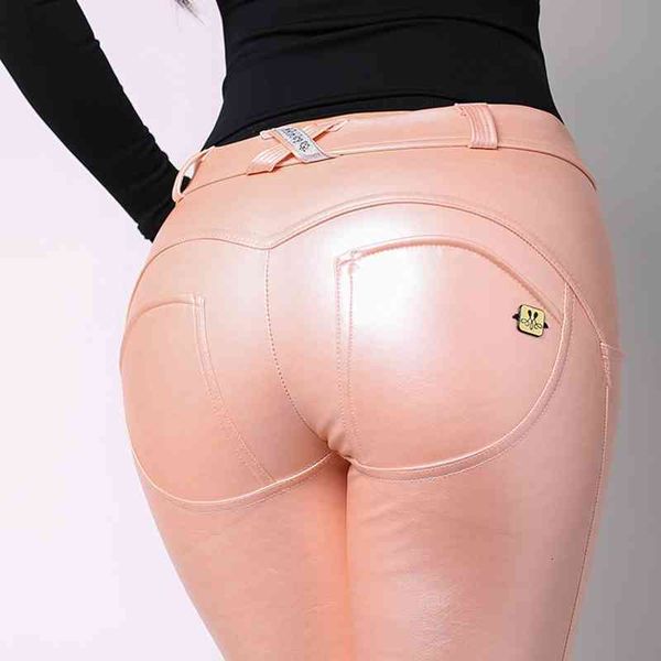 women's jeans streetwear metallic reflective mid waist pink leather pants women winter trousers pantalon push up femme womens clot, Blue