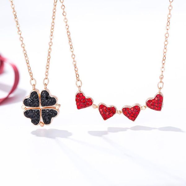 pendant necklaces fashion four heart clover necklace for women double sided can open leaf clavicle chain drop, Silver
pendant necklaces fashion four heart clover necklace for women double sided can open leaf clavicle chain drop, Silver
