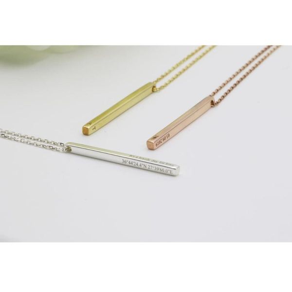 pendant necklaces custom vertical name necklace, bar engraved 4 sides gold valentine's day gift, Silver
pendant necklaces custom vertical name necklace, bar engraved 4 sides gold valentine's day gift, Silver