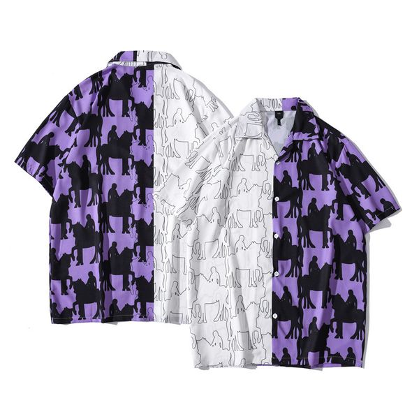 men's patchwork hawaiian beach shirts 2021 summer new style vintage print oversized short sleeve shirt robe chemise djr7, White;black
men's patchwork hawaiian beach shirts 2021 summer new style vintage print oversized short sleeve shirt robe chemise djr7, White;black