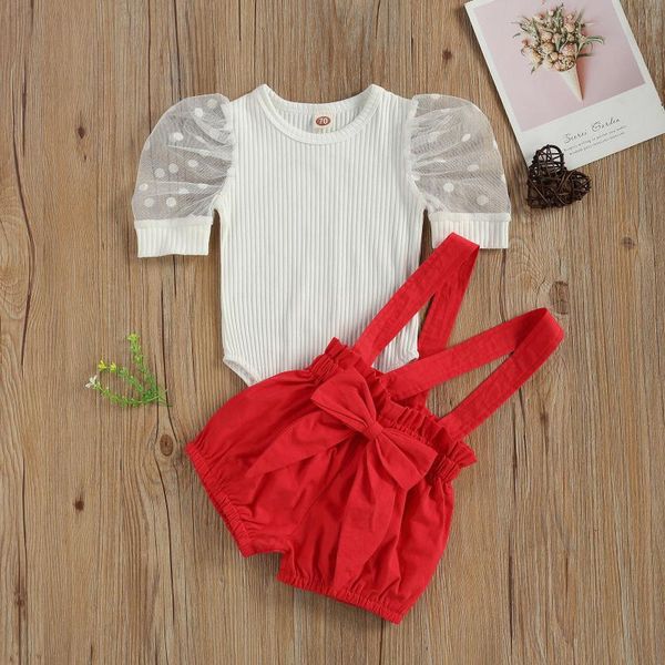 0-24m fashion infant baby girl clothes summer dot lace puff short sleeve knitted romper+bow red straps shorts overalls 2pcs, White
0-24m fashion infant baby girl clothes summer dot lace puff short sleeve knitted romper+bow red straps shorts overalls 2pcs, White