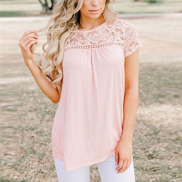 women's blouses & shirts women loose casual o-neck blouse shirt ladies lace short sleeve patchwork brief summer solid clothing 6q1534, White
women's blouses & shirts women loose casual o-neck blouse shirt ladies lace short sleeve patchwork brief summer solid clothing 6q1534, White