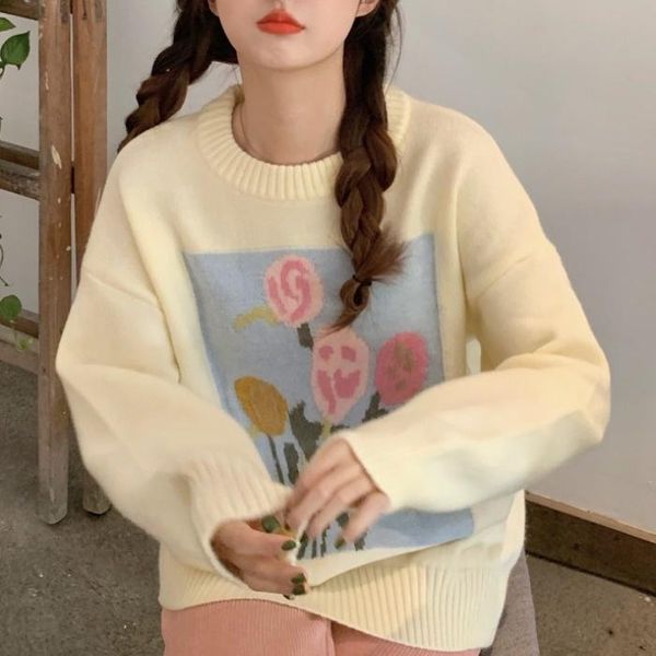 women's sweaters autumn winter 2021 korean sweet foreign style gentle wind flower sweater loose long sleeve knitted rac, White;black
women's sweaters autumn winter 2021 korean sweet foreign style gentle wind flower sweater loose long sleeve knitted rac, White;black