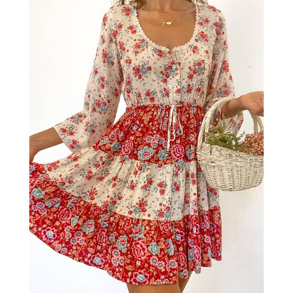 2021 new bohemian floral printed women dress lace o-neck flare sleeve spring summer mini dresses casual beach female vestidos tjr9, Black;gray
2021 new bohemian floral printed women dress lace o-neck flare sleeve spring summer mini dresses casual beach female vestidos tjr9, Black;gray