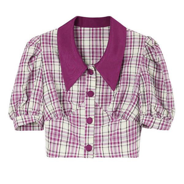 perhaps u women plaid shirt turn down collar single-breasted short cropped short sleeve fuchsia yellow red 210529, White
perhaps u women plaid shirt turn down collar single-breasted short cropped short sleeve fuchsia yellow red 210529, White