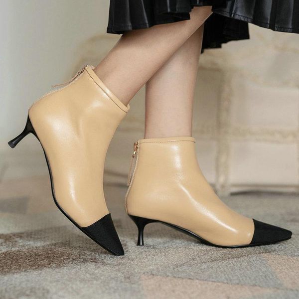 boots genuine leather ladies ankle mixed colors pointed toe high heels back zipper wedding party shoes woman, Black
boots genuine leather ladies ankle mixed colors pointed toe high heels back zipper wedding party shoes woman, Black