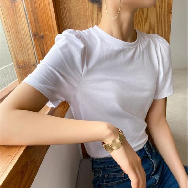 women's t-shirt women summer brief casual minimalist tshirt 2021 ol short puff sleeve cotton all match loose basic t-shirts female, White
women's t-shirt women summer brief casual minimalist tshirt 2021 ol short puff sleeve cotton all match loose basic t-shirts female, White