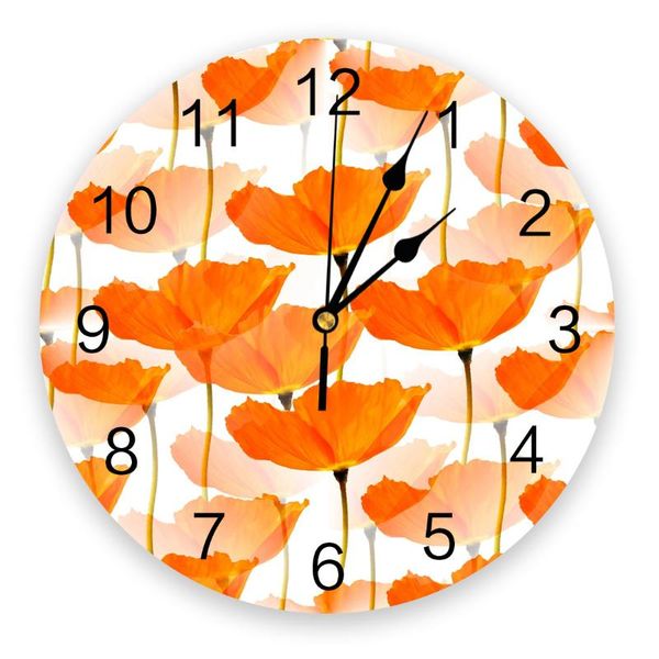 orange poppies on a white background wall clock home decor bedroom silent oclock watch wall digital clock
orange poppies on a white background wall clock home decor bedroom silent oclock watch wall digital clock
