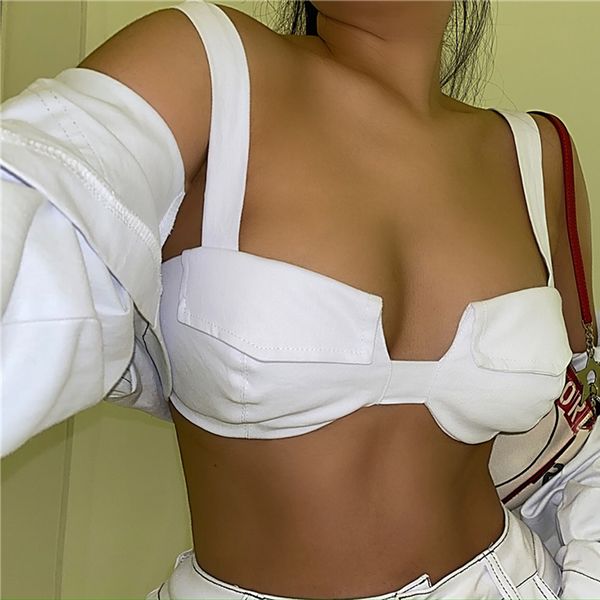 kylie jenner jeans club and streetwear summer strapless sleeveless women tank top, White