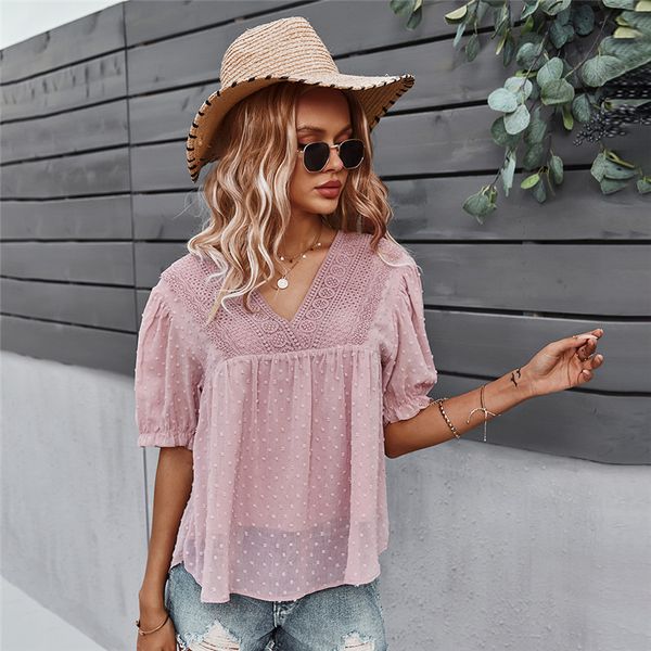 spring new lace patchwork women 2021 short sleeve v neck blouses ladies loose summer casual pullover 9336, White
spring new lace patchwork women 2021 short sleeve v neck blouses ladies loose summer casual pullover 9336, White