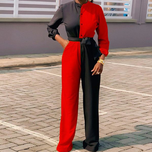 women patchwork casual jumpsuit red black block color overalls with waist belt long sleeve playsuit fall female 2021 new fashion w6w0, Black;white
women patchwork casual jumpsuit red black block color overalls with waist belt long sleeve playsuit fall female 2021 new fashion w6w0, Black;white