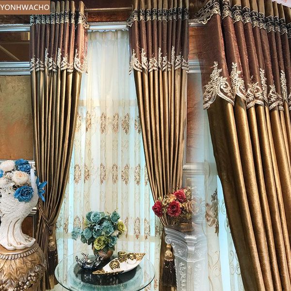 curtain & drapes custom gold brown european american living room bedroom thick velvet cloth blackout tulle c411
curtain & drapes custom gold brown european american living room bedroom thick velvet cloth blackout tulle c411