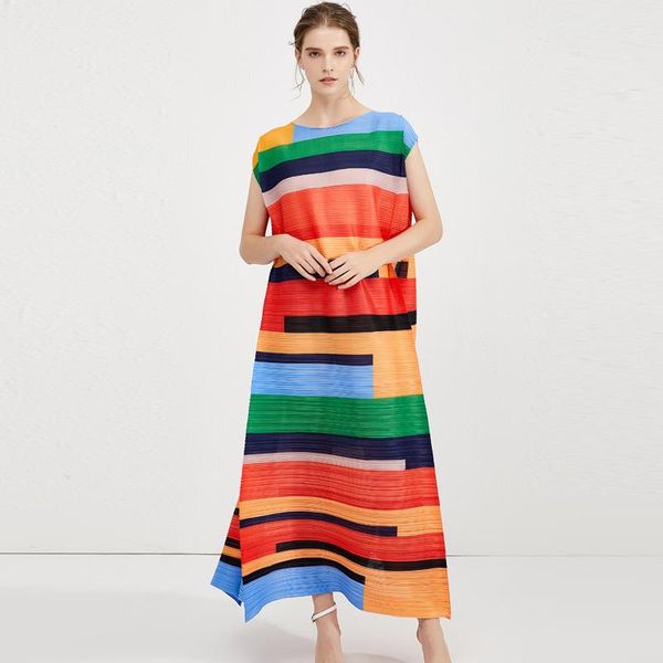 block patchwork sleeveless loose elegant clothes stretch pleated dreesses for women striped color, Black;gray
block patchwork sleeveless loose elegant clothes stretch pleated dreesses for women striped color, Black;gray