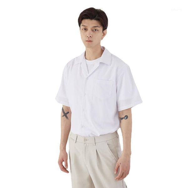 men's casual shirts summer thin drape collar shirt short-sleeved loose hong kong style japanese solid color, White;black
men's casual shirts summer thin drape collar shirt short-sleeved loose hong kong style japanese solid color, White;black