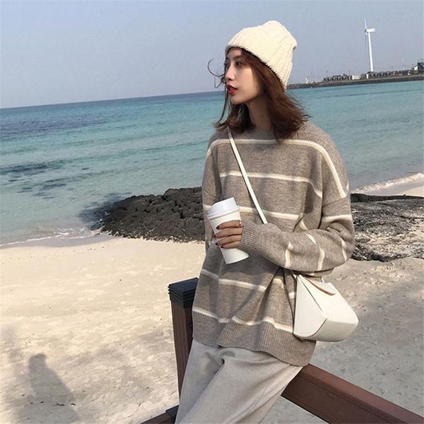 women's sweaters 2021 korean stripe hit color splice fashion knitted crew neck sweater women spring ladies leisure loose, White;black
women's sweaters 2021 korean stripe hit color splice fashion knitted crew neck sweater women spring ladies leisure loose, White;black