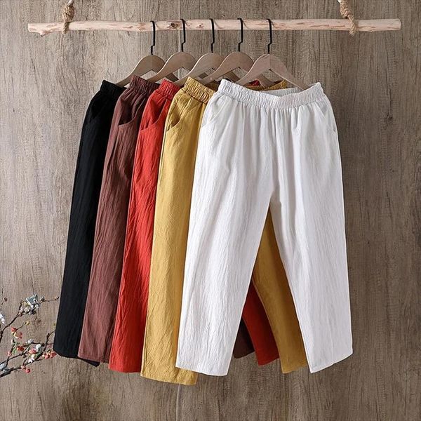 cotton linen summer large women pant size solid color harem elastic waist loose casual womans trousers, Black;white
cotton linen summer large women pant size solid color harem elastic waist loose casual womans trousers, Black;white