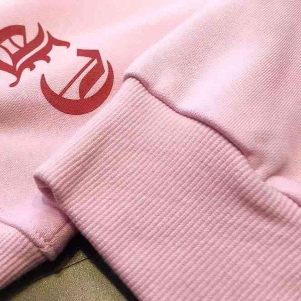 women's ch kroja spring 2021 pink horseshoe crew neck print loose inside with terry sweater for men and women, White;black
women's ch kroja spring 2021 pink horseshoe crew neck print loose inside with terry sweater for men and women, White;black