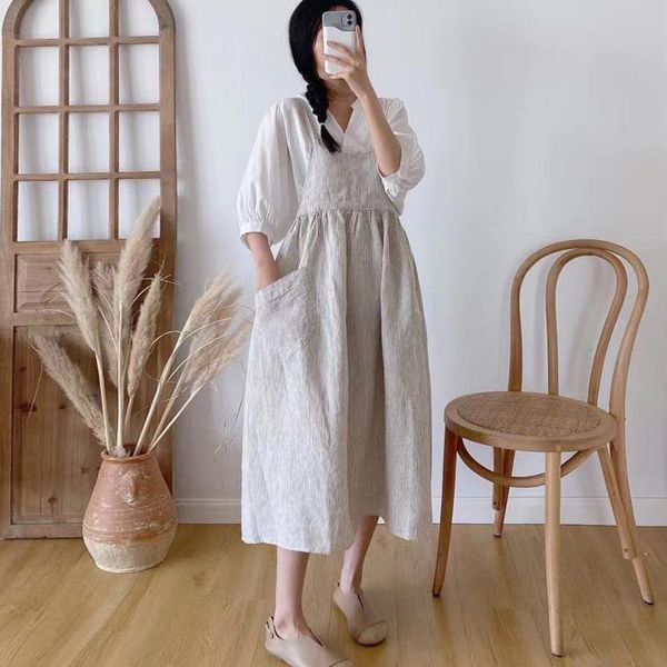 casual dresses johnature 2021 summer vintage mori linen women striped sleeveless dress loose big pockets tie 3 colors female, Black;gray
casual dresses johnature 2021 summer vintage mori linen women striped sleeveless dress loose big pockets tie 3 colors female, Black;gray