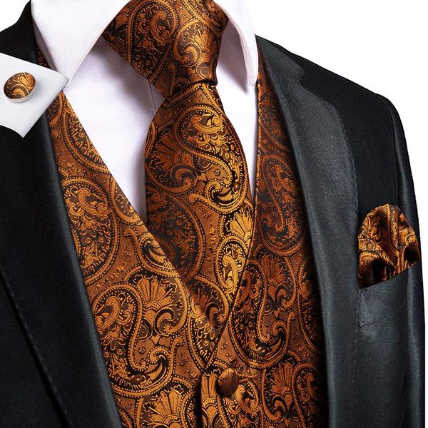 men's vests hi-tie 100% silk waistcoat for men suit vintage fashion formal brown paisley dress wedding party dresses, Black;white
men's vests hi-tie 100% silk waistcoat for men suit vintage fashion formal brown paisley dress wedding party dresses, Black;white