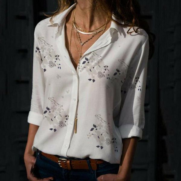 women's blouses & shirts summer print blouse long sleeve casual slim button ladies 2021, White
women's blouses & shirts summer print blouse long sleeve casual slim button ladies 2021, White