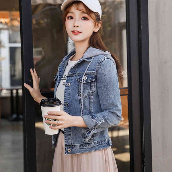 women's jackets jackets women spring autum hooded denim washed blue jeans coat girls students outwear korean slim jacket x79p, Black;brown
women's jackets jackets women spring autum hooded denim washed blue jeans coat girls students outwear korean slim jacket x79p, Black;brown