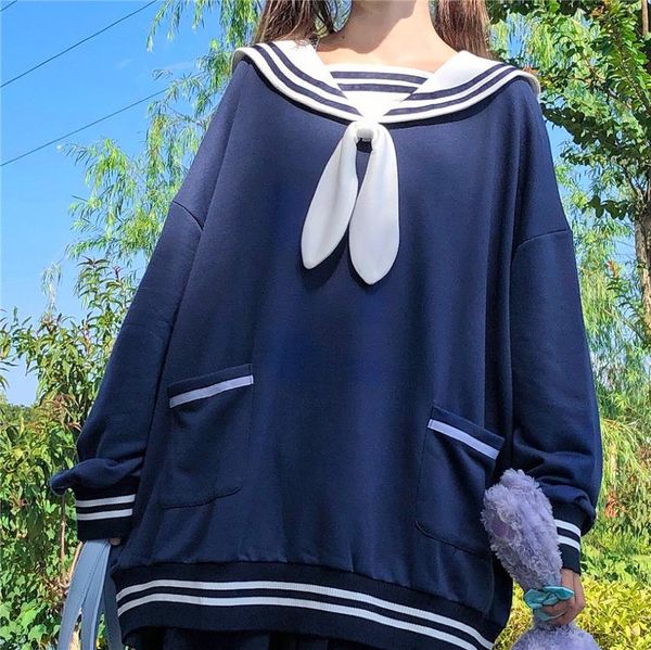 women's hoodies & sweatshirts japanese soft sister loose oversize pullover teen girl sailor collar sweatshirt maxi preppy style autumn, Black
women's hoodies & sweatshirts japanese soft sister loose oversize pullover teen girl sailor collar sweatshirt maxi preppy style autumn, Black