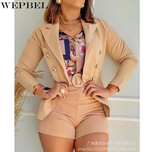 women's tracksuits wepbel slim-fit solid color suit autumn long sleeve double breasted turn-down collar coat belt straight shorts, Gray
women's tracksuits wepbel slim-fit solid color suit autumn long sleeve double breasted turn-down collar coat belt straight shorts, Gray