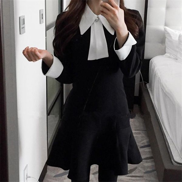 casual dresses vintage women dress retro stitching color bow slim summer 2021 fashion a-line black for female, Black;gray
casual dresses vintage women dress retro stitching color bow slim summer 2021 fashion a-line black for female, Black;gray
