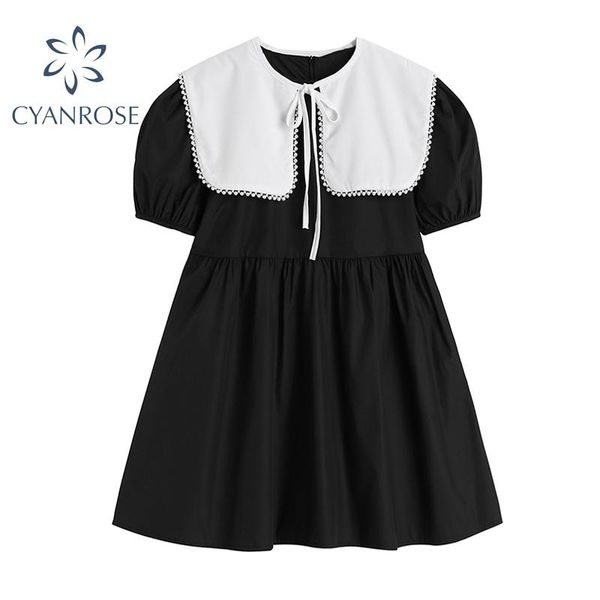 casual dresses korean sweet chic black short dress women's 2021 summer streetwear crewneck puff sleeve high waist ladies with cape, Black;gray
casual dresses korean sweet chic black short dress women's 2021 summer streetwear crewneck puff sleeve high waist ladies with cape, Black;gray
