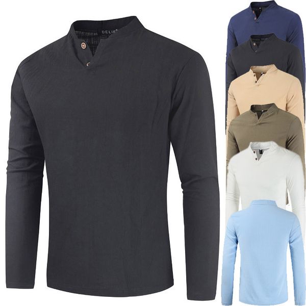 cake 2021 spring and autumn new two button v-neck t-shirt long sleeve men's solid color shirt, White;black
cake 2021 spring and autumn new two button v-neck t-shirt long sleeve men's solid color shirt, White;black