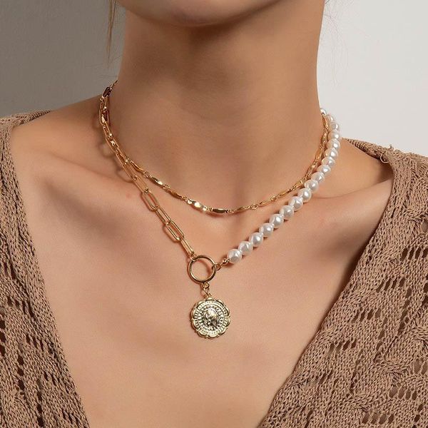 pendant necklaces trendy elegant imitation pearls thick chain face necklace women punk geometric clavicle colar jewelry gift, Silver
pendant necklaces trendy elegant imitation pearls thick chain face necklace women punk geometric clavicle colar jewelry gift, Silver