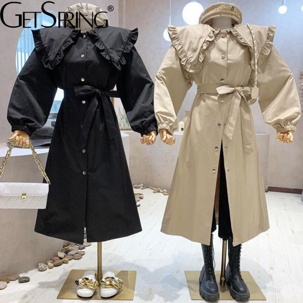 women's trench coats getspring women coat ruffle bandage long windbreaker khaki balck retro casual puff sleeve overcoat 2021 fashion, Tan;black
women's trench coats getspring women coat ruffle bandage long windbreaker khaki balck retro casual puff sleeve overcoat 2021 fashion, Tan;black