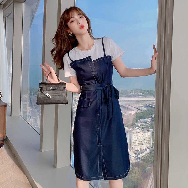 women's 2021 dign sense niche splicing fake two denim tea break french drs, Black;gray
women's 2021 dign sense niche splicing fake two denim tea break french drs, Black;gray