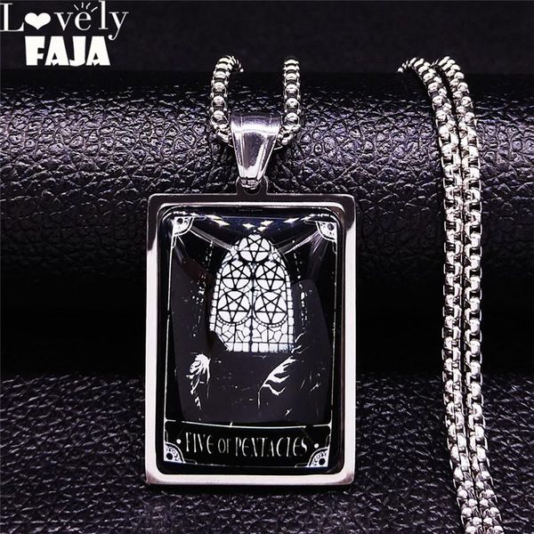 pendant necklaces tarot glacoide-cinq de pentacle noir stainless steel glass women/men silver color jewelry bijoux femme nxs03
pendant necklaces tarot glacoide-cinq de pentacle noir stainless steel glass women/men silver color jewelry bijoux femme nxs03