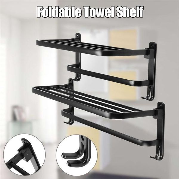 50/60cm matte black aluminum towel holder bathroom towel rack wall mounted folding hanger storage shelf hook
50/60cm matte black aluminum towel holder bathroom towel rack wall mounted folding hanger storage shelf hook