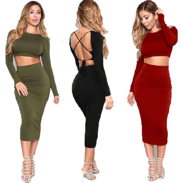 two piece dress forward double set and smoke women backless bandage long mouwen crop training packages, White
two piece dress forward double set and smoke women backless bandage long mouwen crop training packages, White
