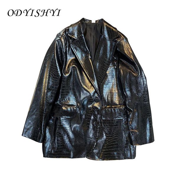 faux sheepskin coat women 2021 spring lapel long sleeve embossed snake pattern handsome street pu leather suit jacket ladies 105, Black
faux sheepskin coat women 2021 spring lapel long sleeve embossed snake pattern handsome street pu leather suit jacket ladies 105, Black